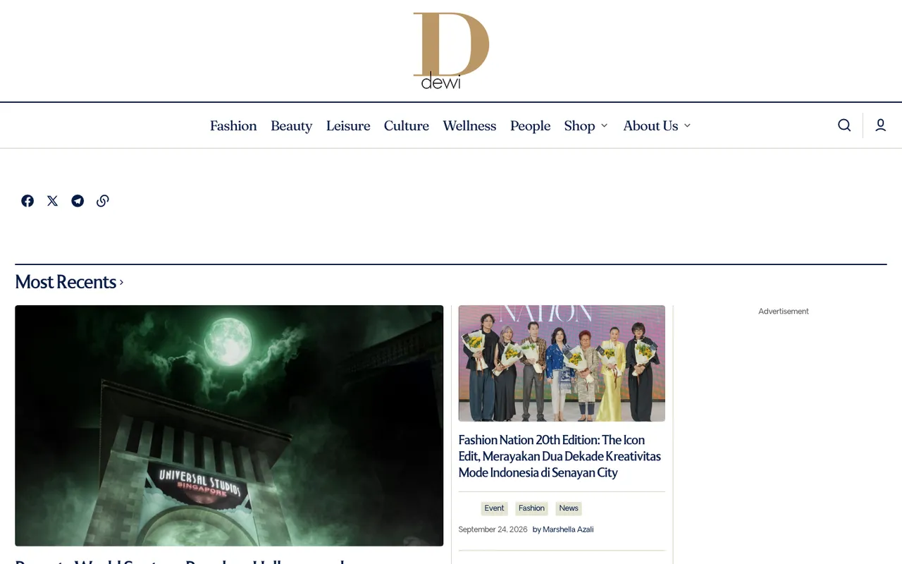 Tampilan website Dewi Magazine