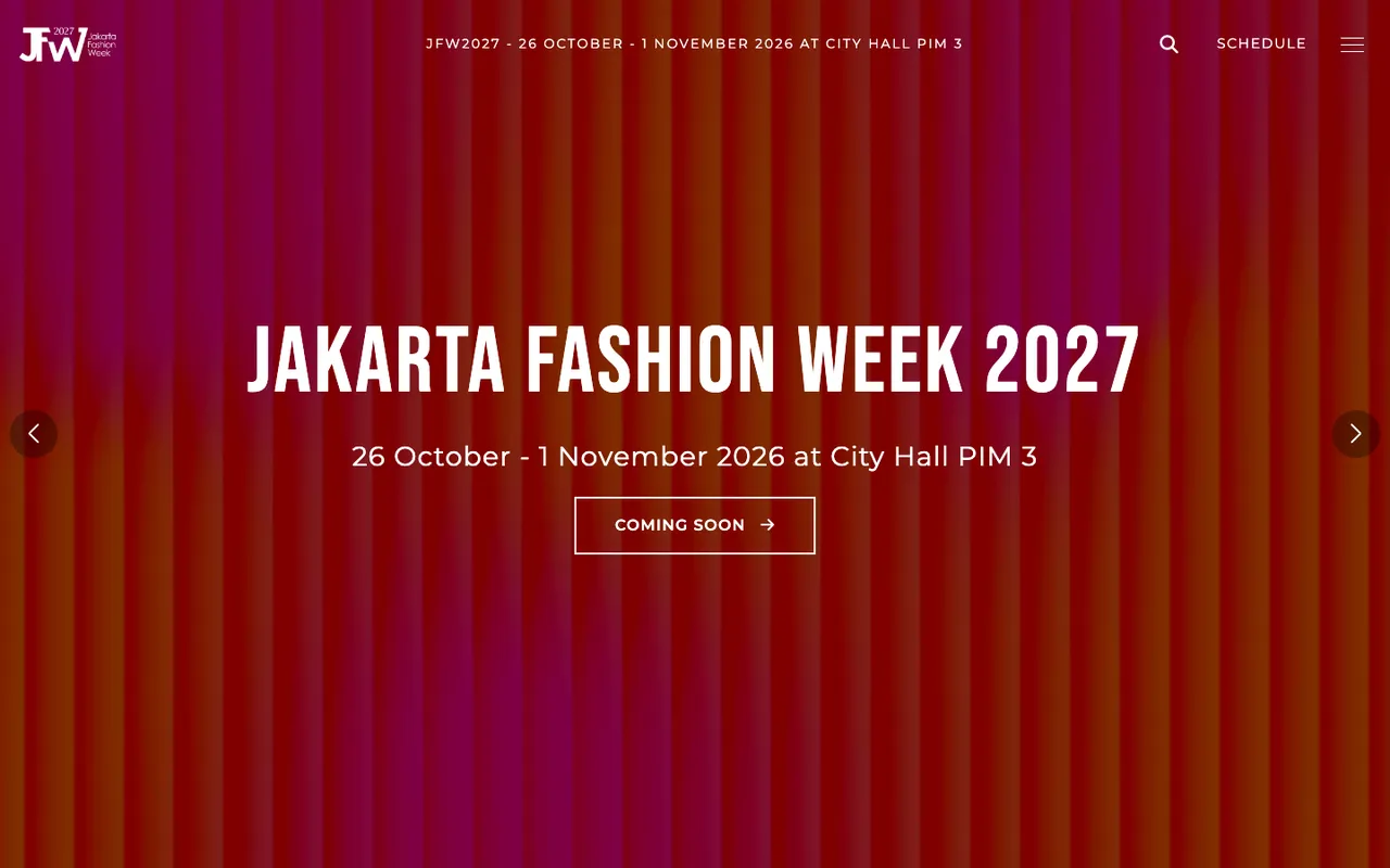Tampilan website Jakarta Fashion Week